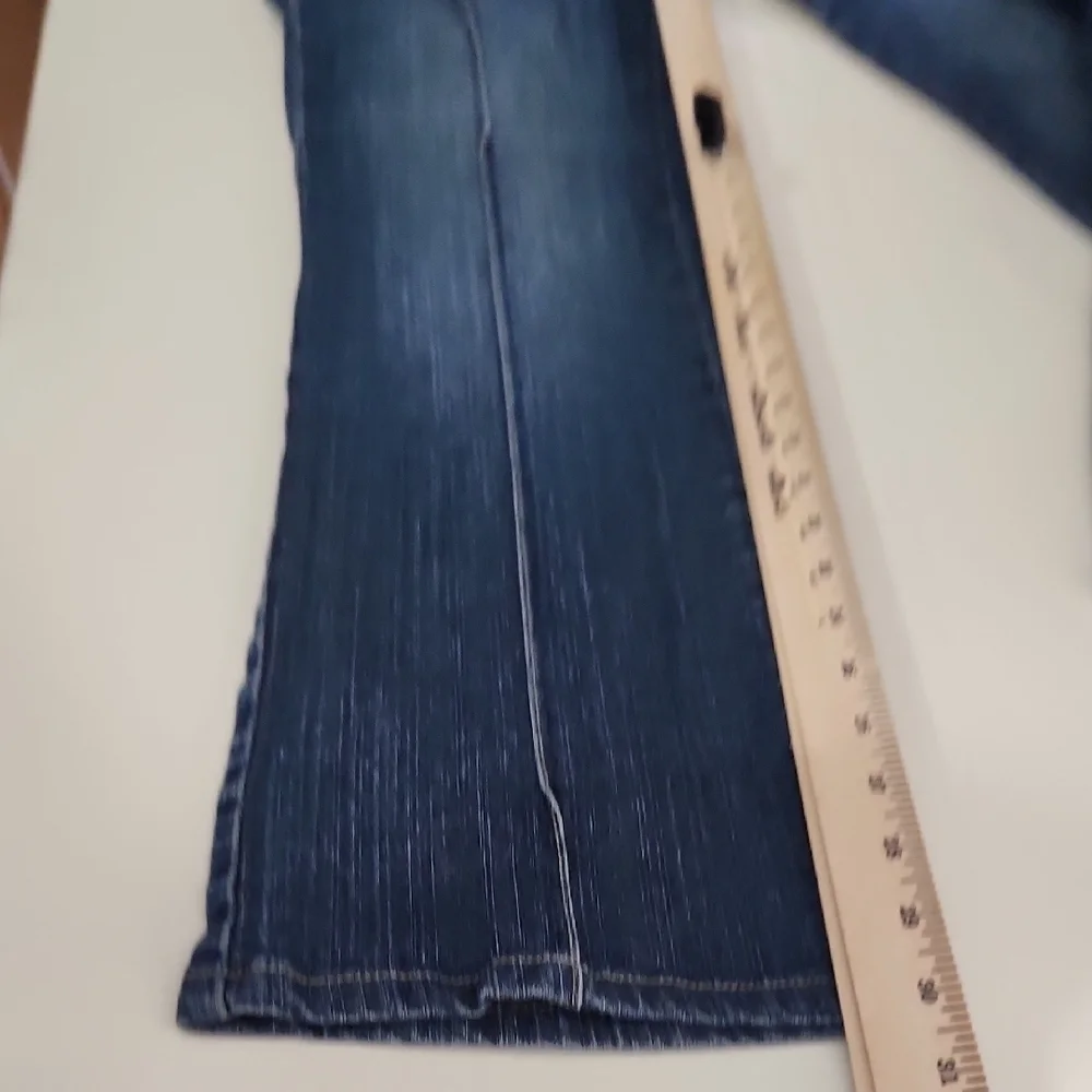 Blue Straight Leg Jeans with Elastic Waistband
